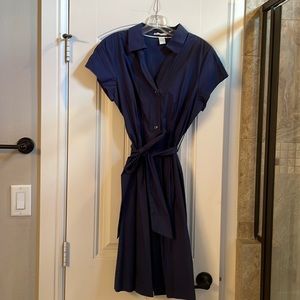 Tweeds 100% cotton shirt dress-navy-size 14-never worn